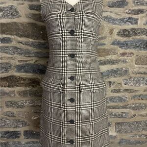 Isaac Mizrahi Black and Cream Buttoned Sheath Mini Dress